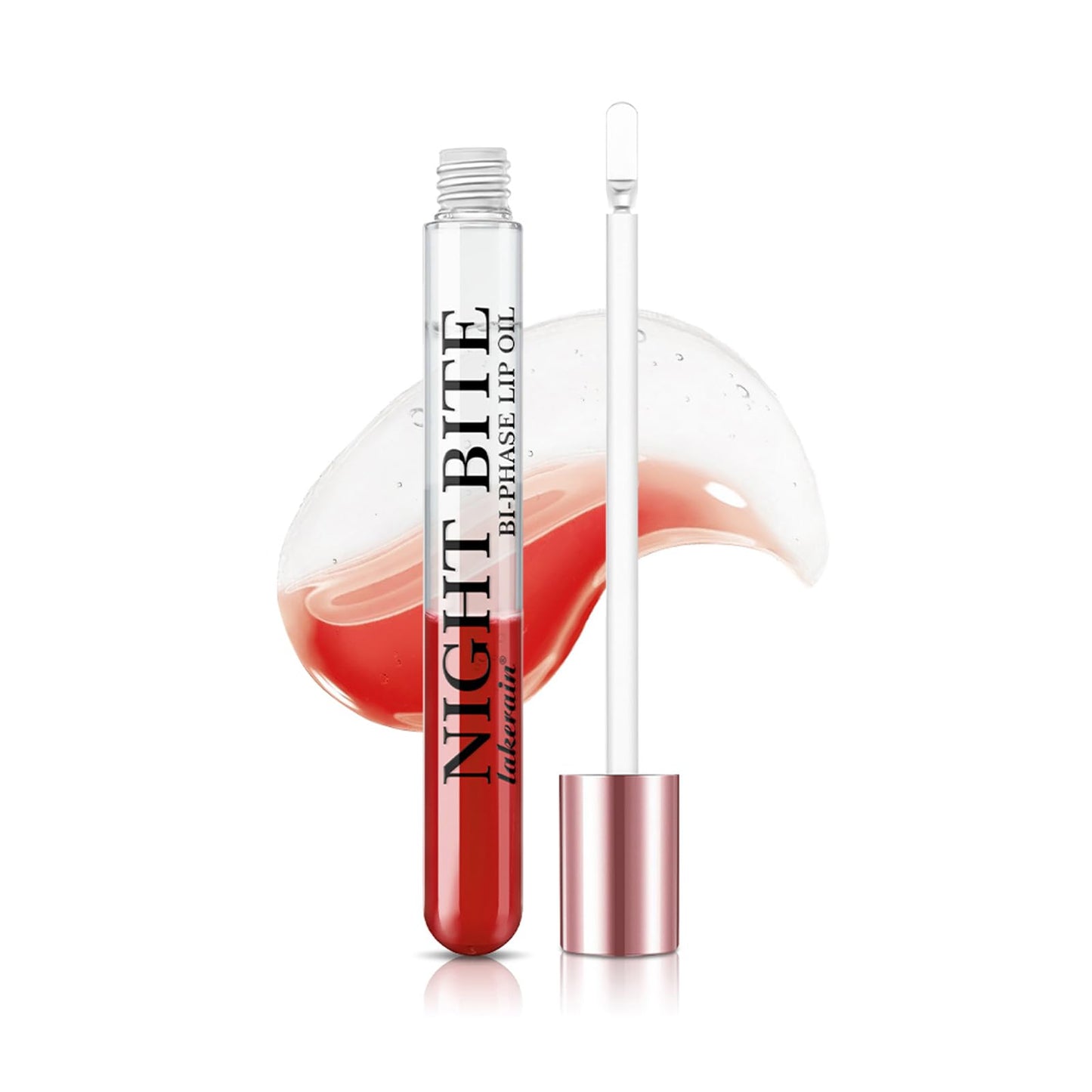 Dual-Phase lip oil, Moisturizing Nourishing Shiny Red and Transparent layer lip gloss, Natural and Fresh Bitten Lip Makeup