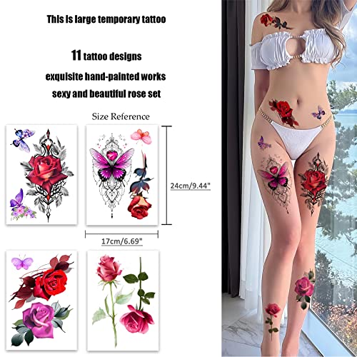 Rose 2 Roarhowl Large Rose Temporary Tattoo Set for Women