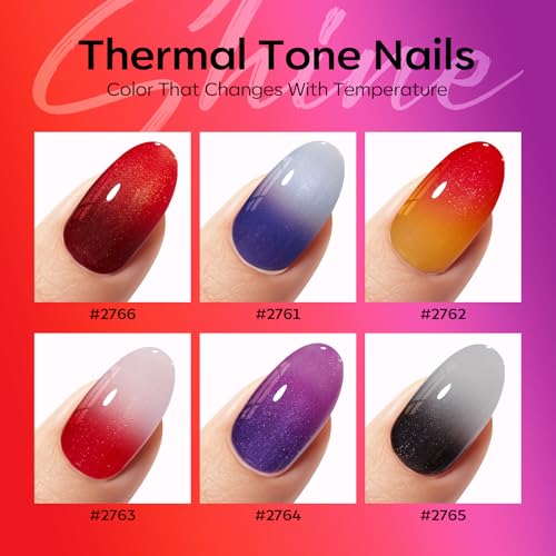 Modelones Glitter Gel Nail Polish Set - Color Changing 6 Shades