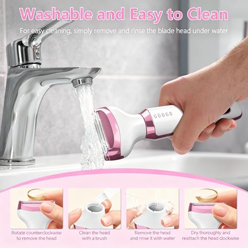 RUIM 5-in-1 Women's Electric Shaver & Hair Trimmer Kit - for Legs, Underarms, Bikini Line, Face & Body, Painless Cordless Wet/Dry Razor, Waterproof & USB Rechargeable for Women Grooming