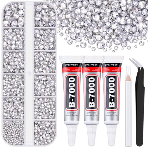 6000 Pcs Flatback Rhinestones with B7000 Glue for Crafting