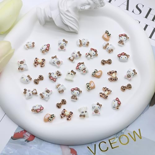 36pcs Kawaii Cat Nail Art Charms - 3D Resin Y2K DIY Accessories