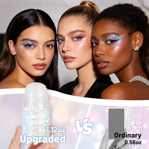 DAGEDA Mermaid Body Glitter Stick,Sparkly Hair Face Glitter Makeup for Women Rave Outfit Accessories,Holographic Mermaid Glitters Face Paint Stick for Women Halloween Makeup 1.12 oz