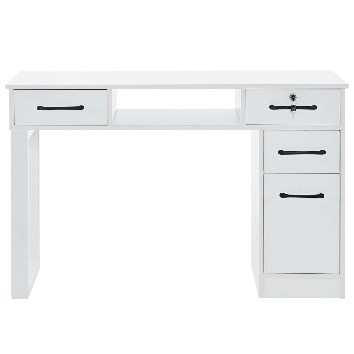 BarberPub Nail Makeup Desk with Drawers Manicure Table Cabinet Storage Beauty Salon Home Office Workstation 2844 (White)