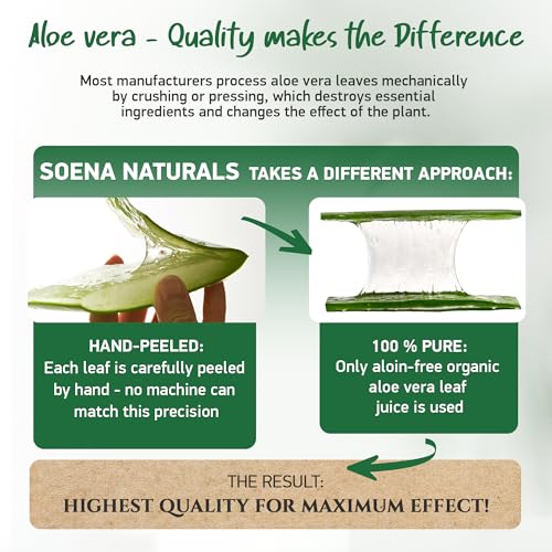 Soena Organic Aloe Vera Gel - 100% Natural Moisturizer for Face, Skin & Hair