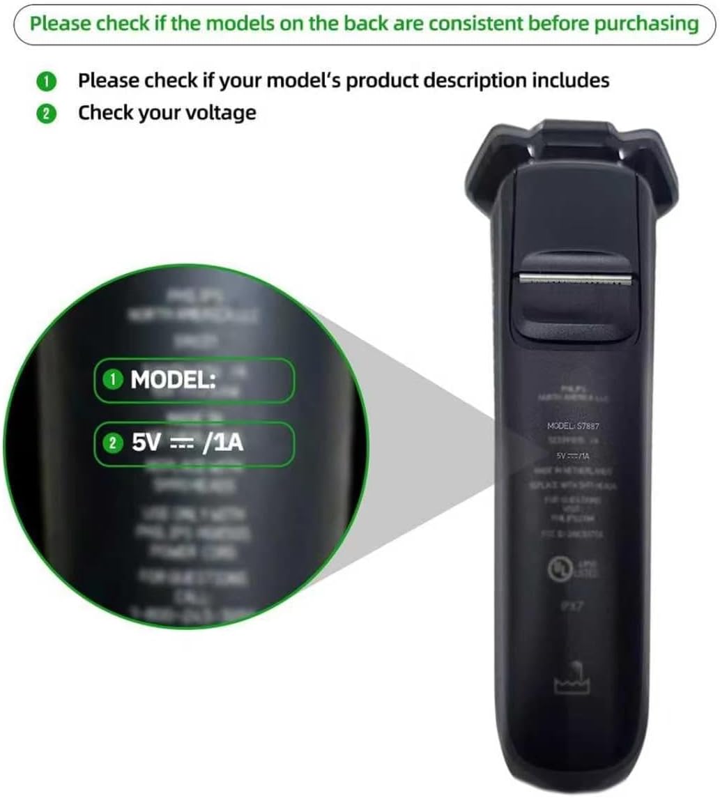 5V Charger for Philips Norelco Trimmers & Razors - Compatible with QP2724, MG5900, MG9510 | Durable & Efficient