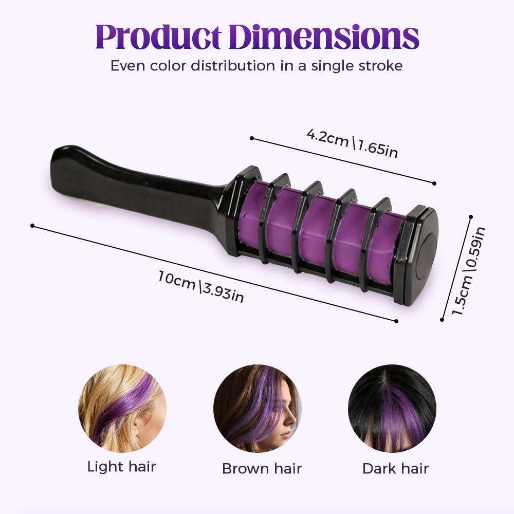 Festive Fun Hair Chalk Combs - 12 Washable Temporary Hair Dye Combs for Girls & Women | Perfect for Birthday Parties & Creative DIY