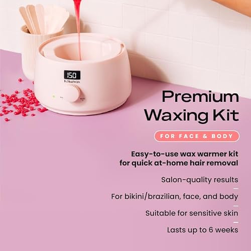 KoluaWax Premium Waxing Kit for Women - Beginner Friendly - Complete Wax Kit that includes 14oz of Wax Beads, Applicator, Pre and Post Care, Suitable for Sensitive Skin (Blush) - Mothers Day Gifts