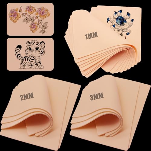 Autdor 15pcs Tattoo Practice Skin, Mixed Thickness 1mm-3mm Silicone Sheets
