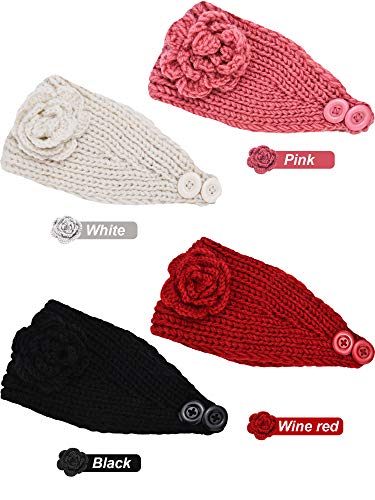 TecUnite Chunky Knit Headbands - 4 Pack Winter Ear Warmers for Women & Girls
