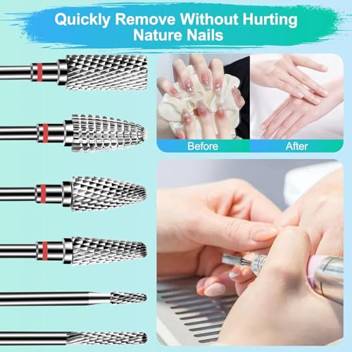 Lermende 6-Piece Tungsten Carbide Nail Drill Bit Set - 3/32" Universal