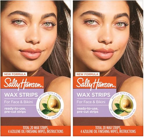 Sally Hansen Wax Strips for Face & Bikini - Vegan, Dermatologist Tested, 20 Count