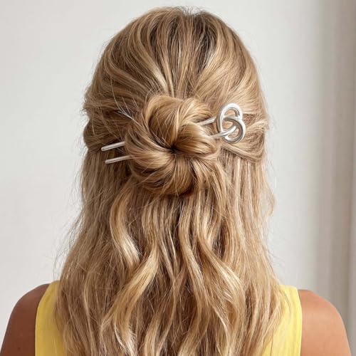 Gold Metal French Hair Pins U Shape Hair Fork for Buns & Updos (Pack of 2)