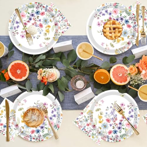 50 Pack Wildflower Paper Plates - 7" Floral Party Tableware