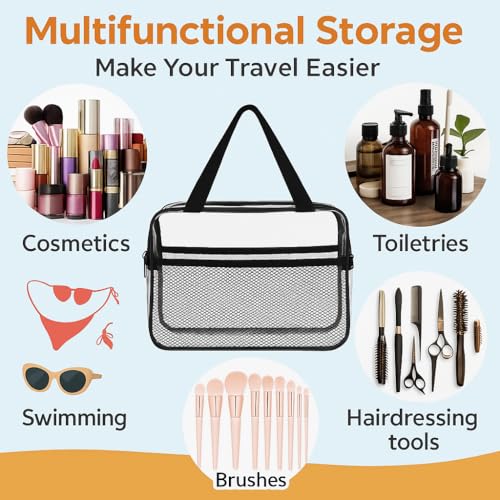 XEWEA 2PCS TSA Approved Clear Travel Toiletry Bags for Men & Women - Middle Size