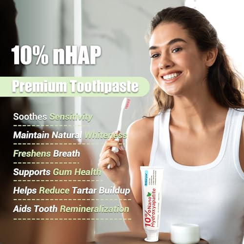 Bmboryxa 10% Nano Hydroxyapatite Toothpaste - Breeze Mint, SLS & Fluoride Free, Whitening for Sensitive Teeth, 4.23oz
