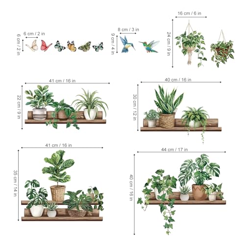 Wondever 3D Potted Plants Wall Decals - Peel & Stick Removable Art