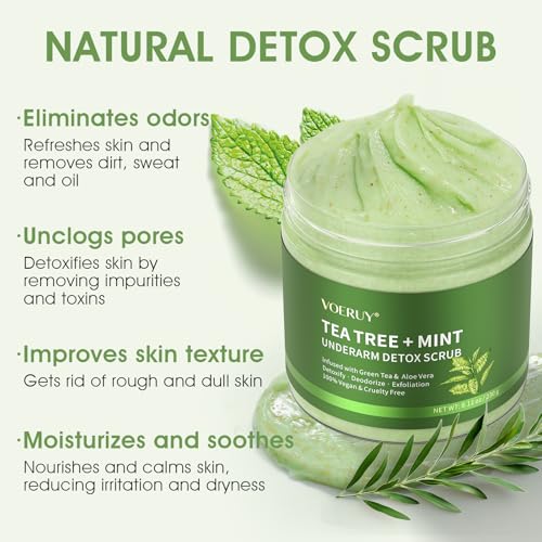 VOERUY Armpit Detox Scrub with Tea Tree & Mint for Odor Control & Exfoliation