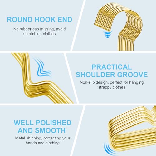 Heavy Duty Stainless Steel Clothes Hangers - 10 Pack Ultra Thin Space Saving Design