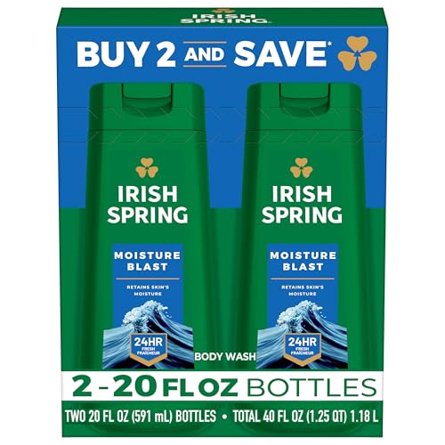 Irish Spring Moisture Blast Body Wash for Men, 20 Fl Oz (2-Pack)
