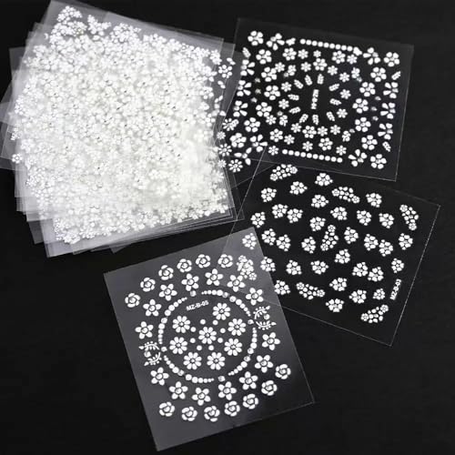 White Flower Nail Art Stickers - 30 Sheets Self-Adhesive 3D Flower Decals for Nails & Crafts