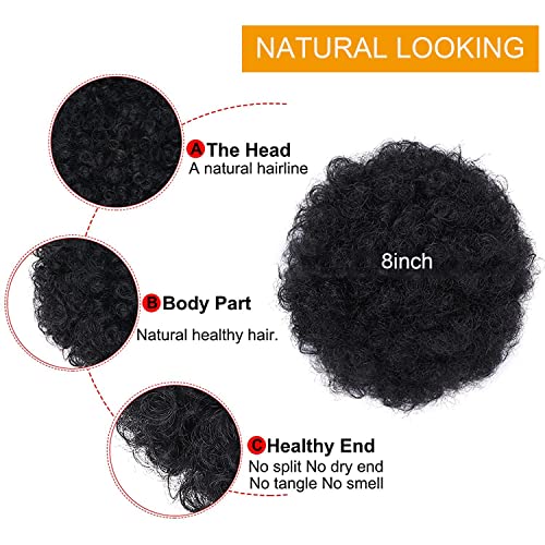 Short Curly Drawstring Ponytail Extension for Black Women - No Bangs (1B)