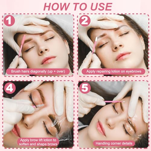 230-Piece Pink Eyebrow Lamination Supplies Set with Storage Box