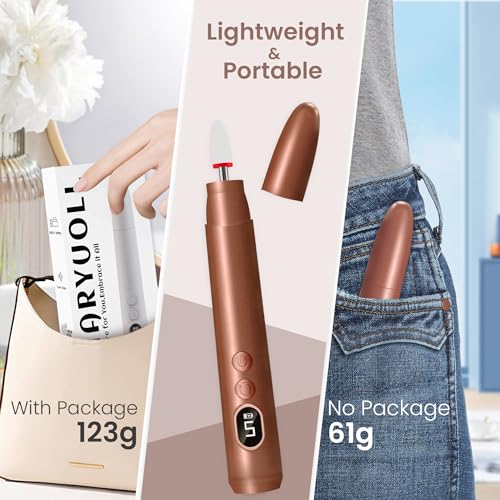 Kiaryuoll Cordless Nail Drill Kit with 5 Speeds, LED Light – Gold