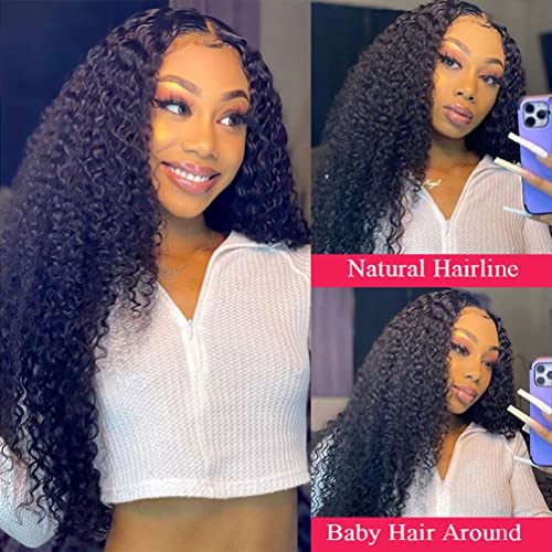 Jinhongze 4x4 Kinky Curly Human Hair Lace Closure - 10 Inch Natural Black