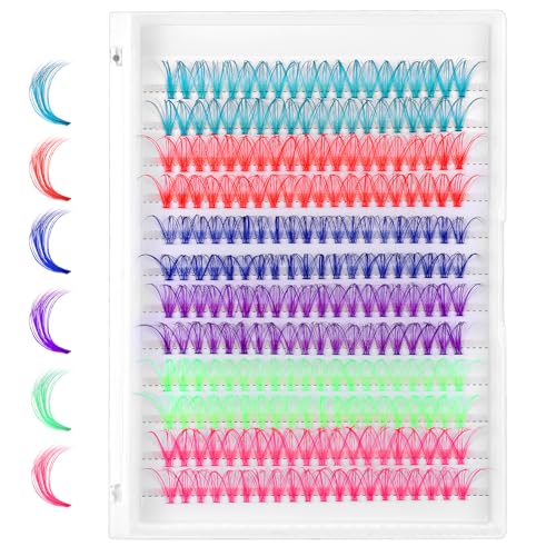 Wanmu Multicolor 240 Pcs Fairy Colored Lash Extensions Clusters 3D False Eyelashes DIY Kit