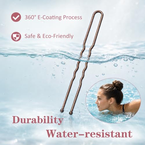 Wenobby Heavy Duty U Shaped Hair Pins - 100 Pack Brown 2.8"