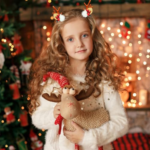 4 Pairs Cute Christmas Hair Clips Reindeer Antlers Ears Bow
