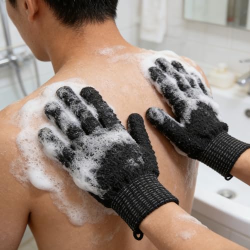 Exfoliating Bath Gloves - Heavy Texture Body Scrub Mitts for Smooth Skin