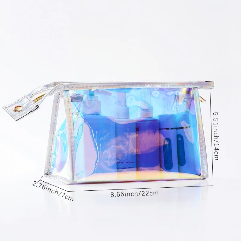White Iridescent Holographic Makeup Organizer Bag - 5PCS
