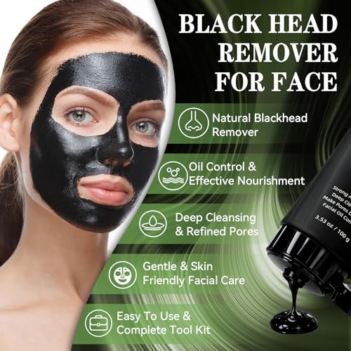 Wonshine Charcoal Blackhead Remover Mask with Brush – Deep Pore Cleansing 3.53oz