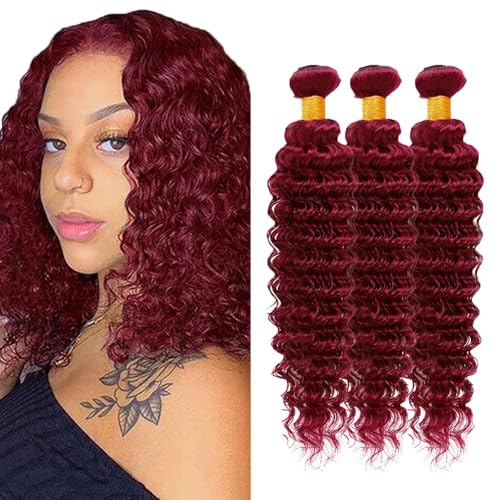 Luxvogue Burgundy 99J Deep Wave Human Hair Bundles - 100% Brazilian Virgin