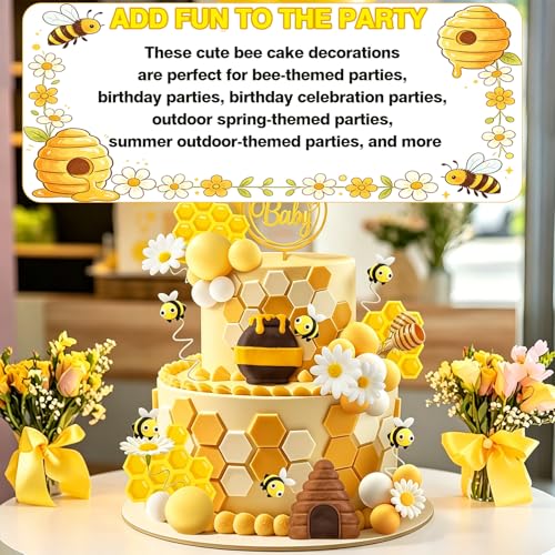 Bumble Bee Cake Topper Set for Birthday Party Decorations
