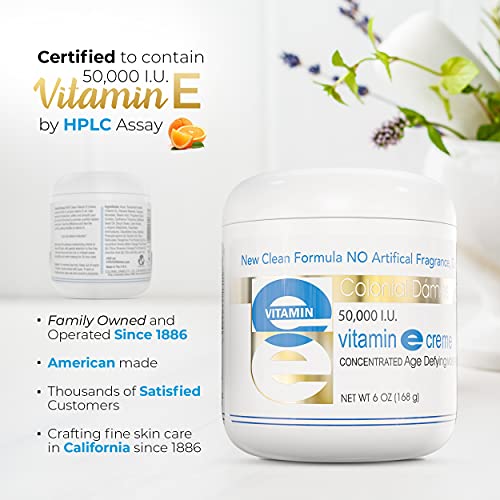 Colonial Dames Vitamin E Moisturizer Cream 50,000 IU for Dry Skin