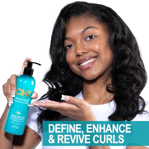 CHI Aloe Vera Curl Enhancing Shampoo, Sulfate-Free Hydrating Hair Care, 11.5 Oz