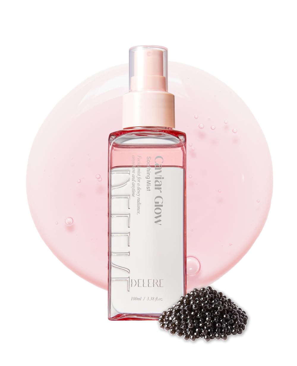 Caviar Glow Soothing Mist - Korean Glass Skin Spray Serum with 5% Caviar & Squalane | Anti-Aging Collagen Booster, 3.4oz