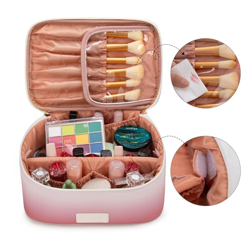 Khaki-Tan Wrangler Travel Makeup Bag Set with Brush Holder