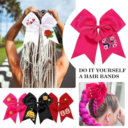 4-Pack 8-Inch Cheerleading Hair Bows with Elastic Ties - TUUXI