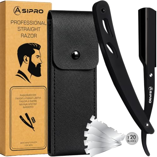 Premium Straight Razor Kit for Men with 20 Blades & Case