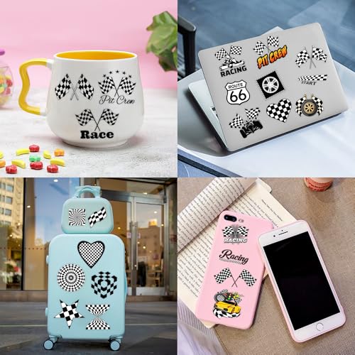 60 Race Car Temporary Tattoos - Checkered Flag Designs for Parties