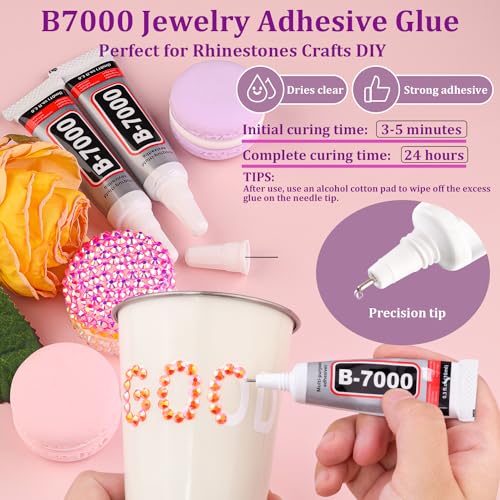 Orange AB Flatback Rhinestones with B7000 Glue Kit for Crafting