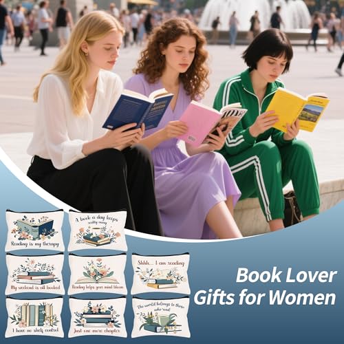 Bayelove Green Book Lover Makeup Bag Set for Women - 8 Pcs Bookish Gifts