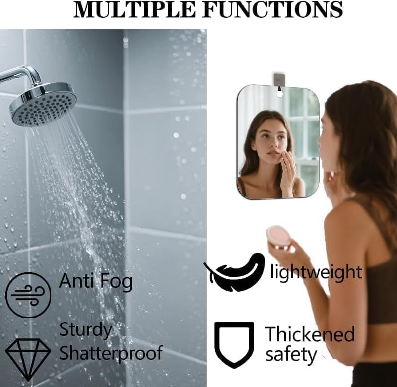 Fogless Shower Mirror for Shaving - Anti-Fog Design | 7"x5.1" Portable Handheld Travel Makeup Mirror