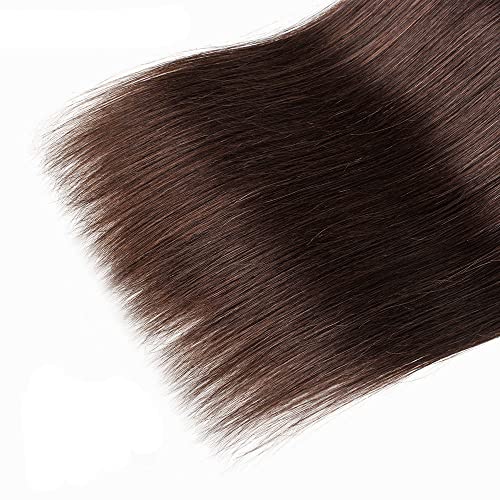 Aonbamds 3 Bundles Human Hair Extensions Brown Straight 12-16 Inch Virgin Brazilian