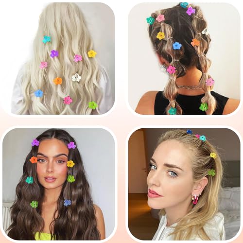 JANFUN Colorful Small Flower Hair Clips 100PCS Mini Claw Hairpins for Women Girls Teens