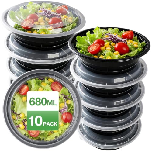 24 oz Meal Prep Containers with Lids - 10 Pack, BPA-Free, Stackable